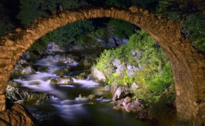 Carrbridge Packhorse Bridge at Dusk, The Cairn Hotel